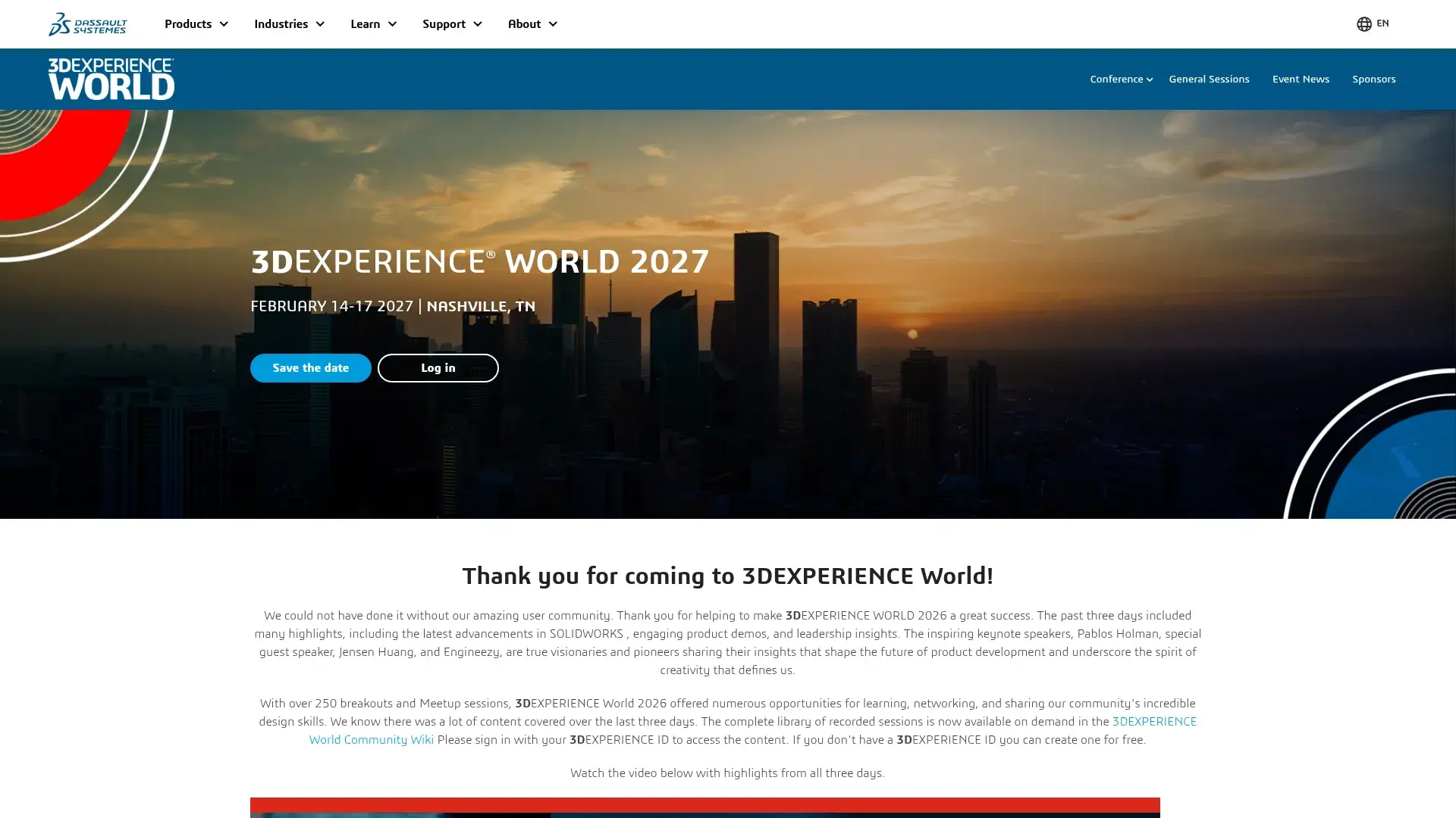The 3DEXPERIENCE World 2027 website