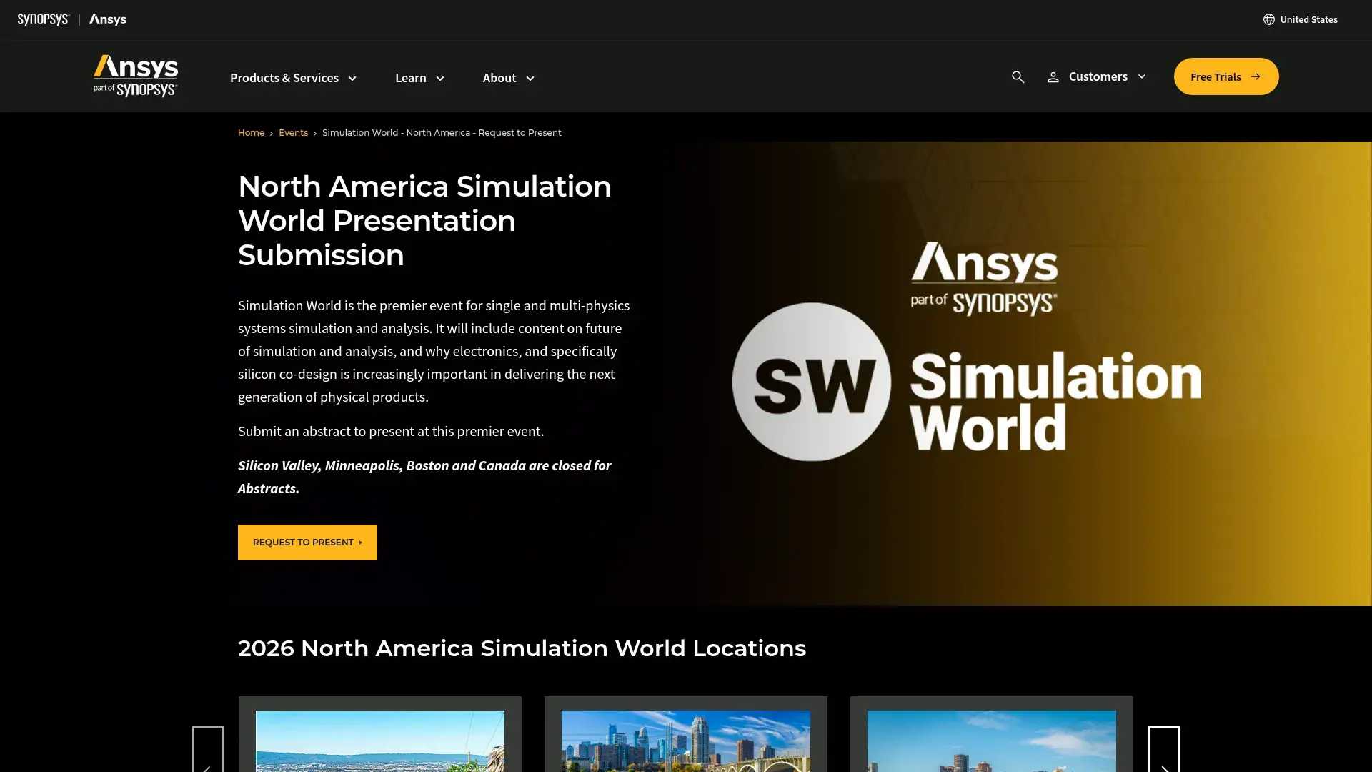 The ANSYS Simulation World Houston website