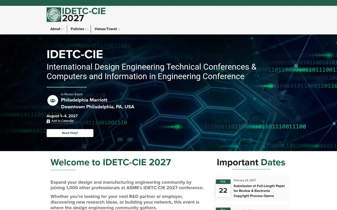 The ASME IDETC-CIE 2027 website