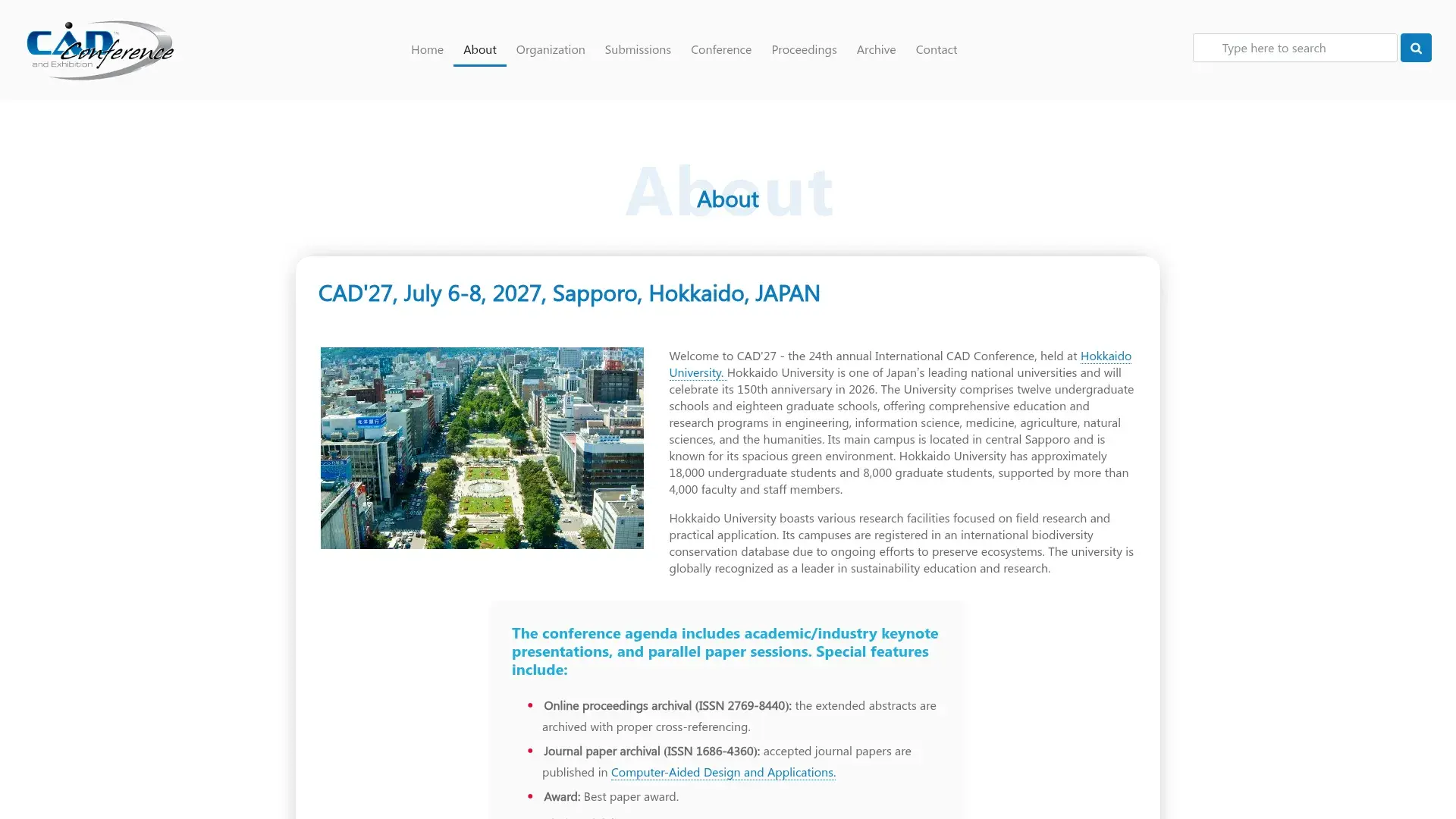 The CAD'27 website