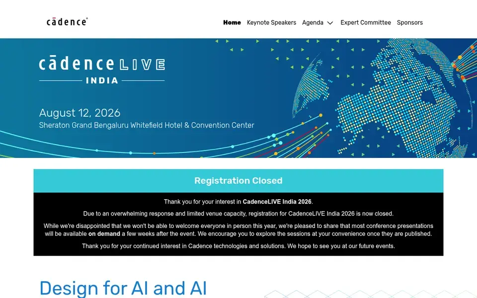 The CadenceLIVE India website