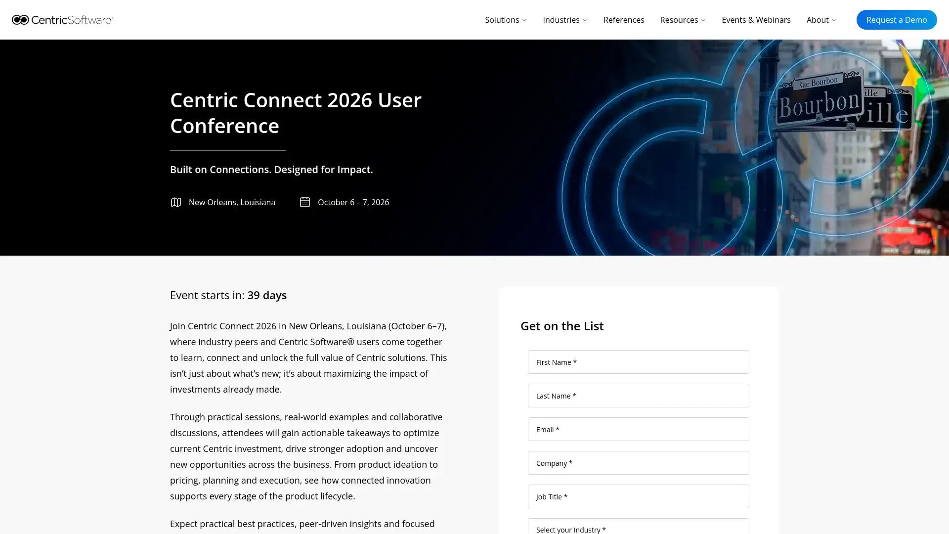 The Centric Connect 2026 website
