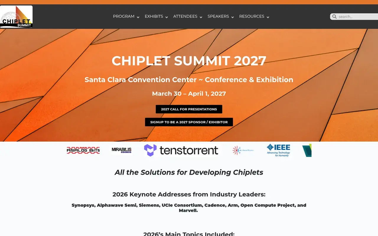 The Chiplet Summit 2027 website