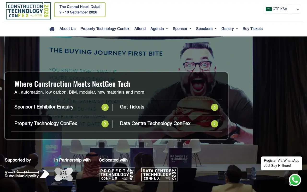 The Construction Technology ConFex 2026 website