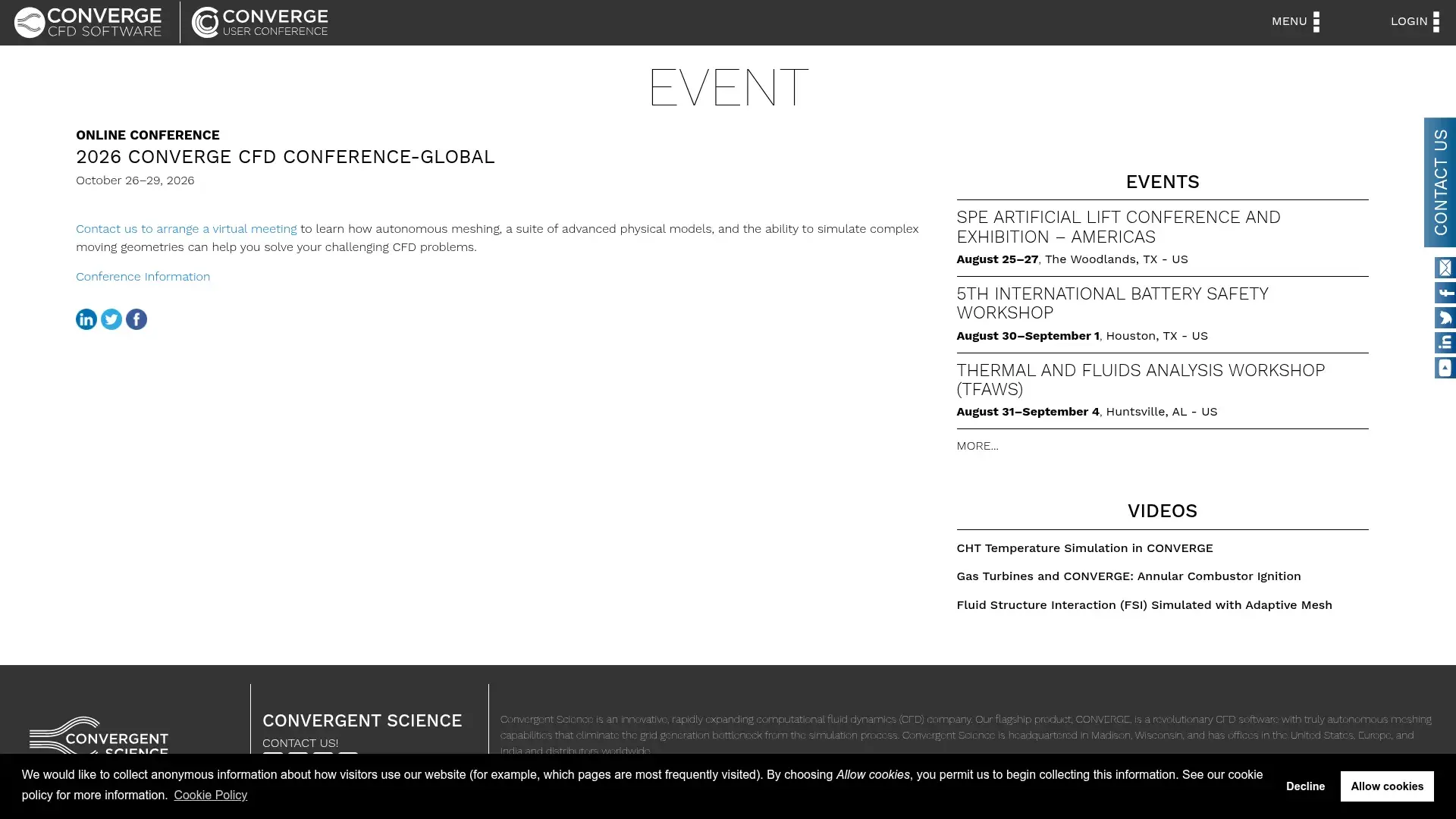 The CONVERGE CFD Conference - Global website