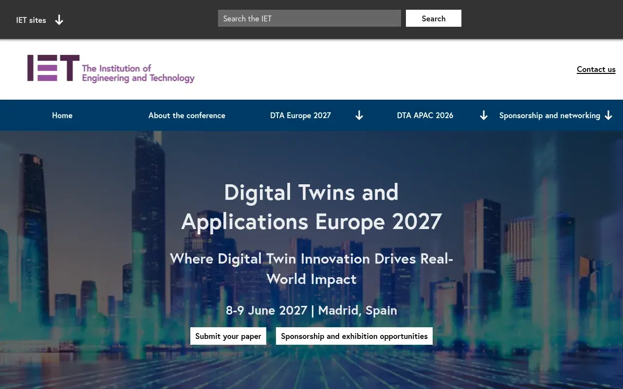The Digital Twins and Applications Europe 2027 website
