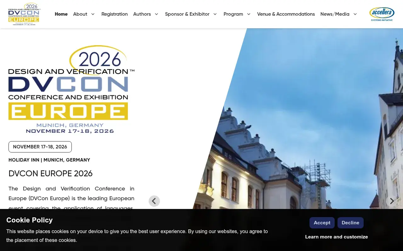 The DVCon Europe website