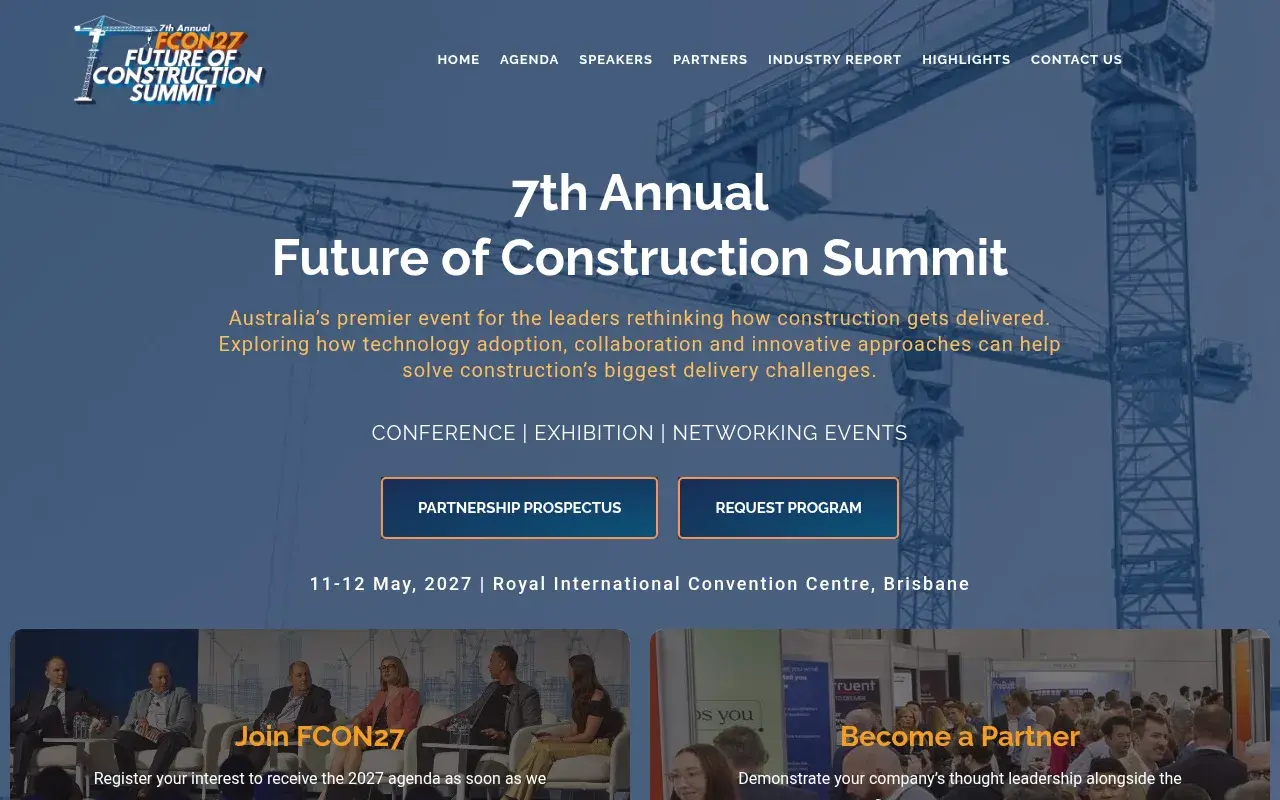 The FCON27: Future of Construction Summit website