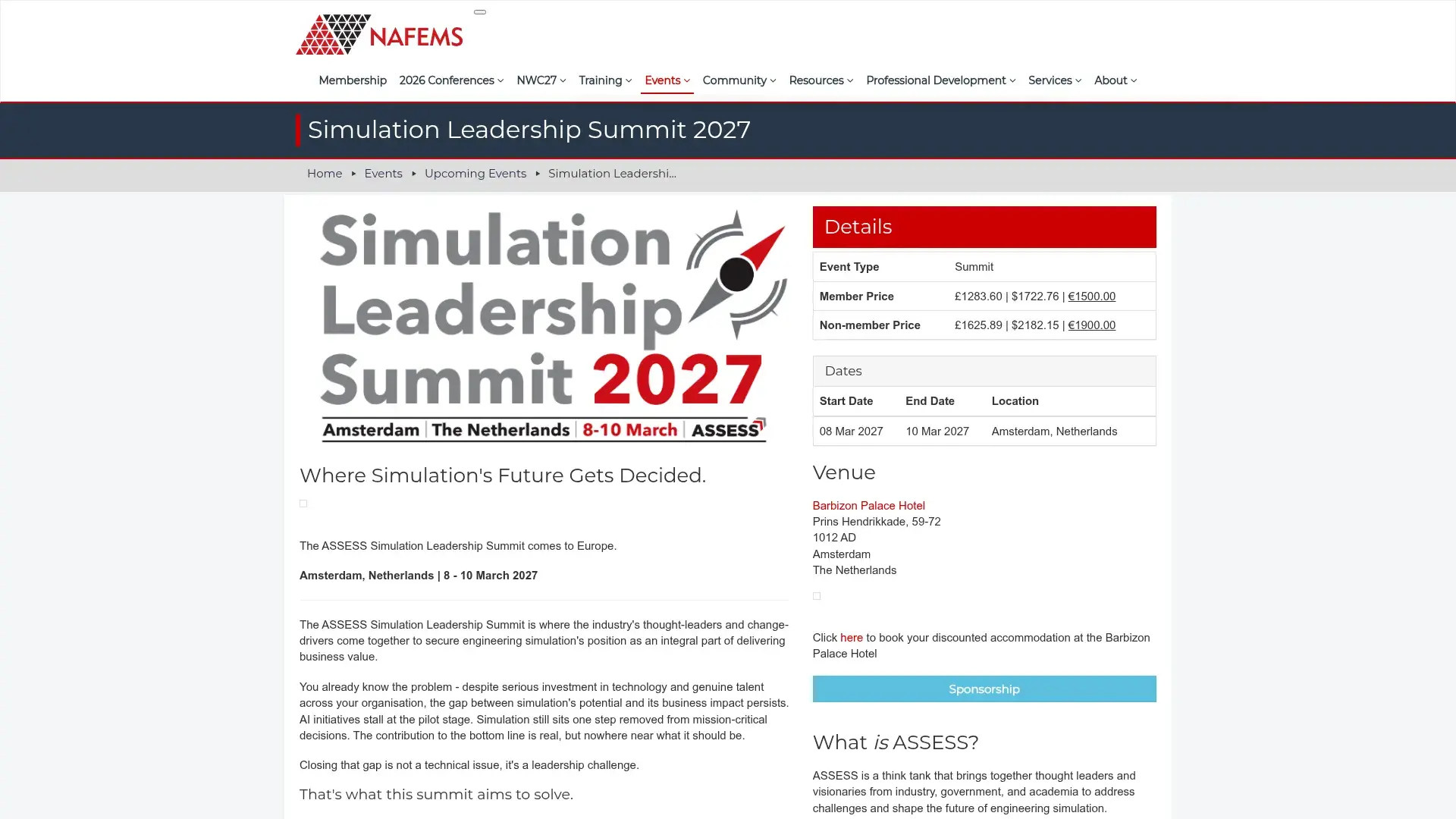 The NAFEMS ASSESS Summit 2027 website