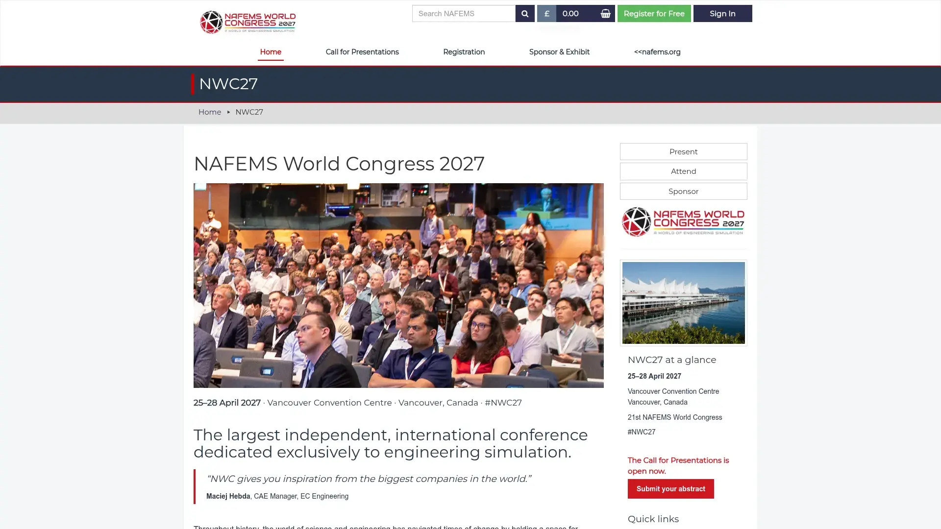 The NAFEMS World Congress 2027 website