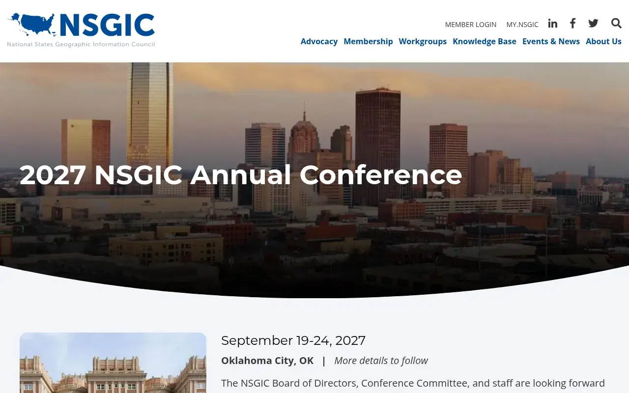The 2027 NSGIC Annual Conference website