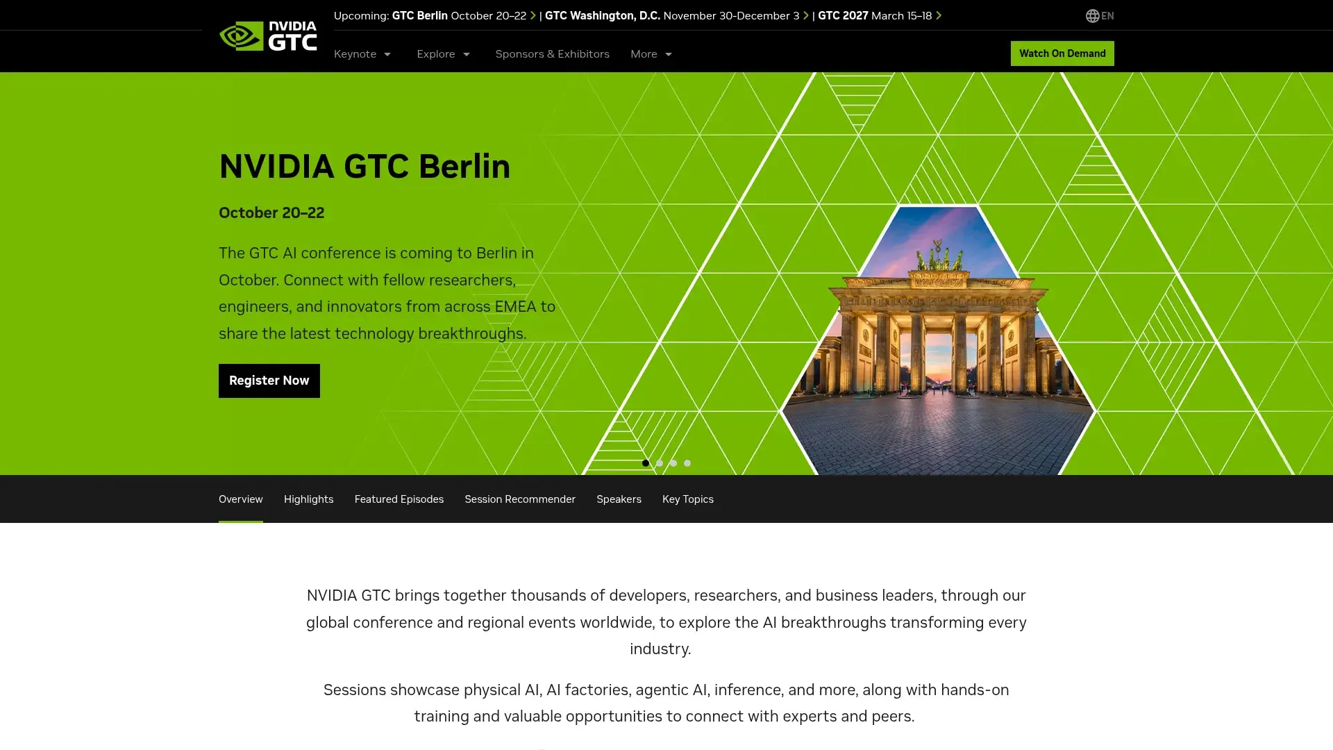 The Nvidia GTC website