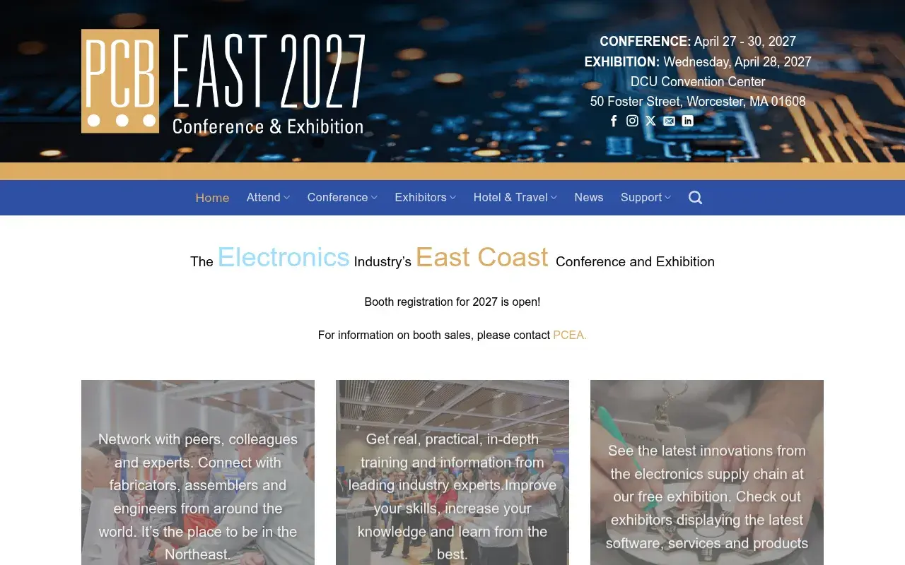 The PCB East 2027 website
