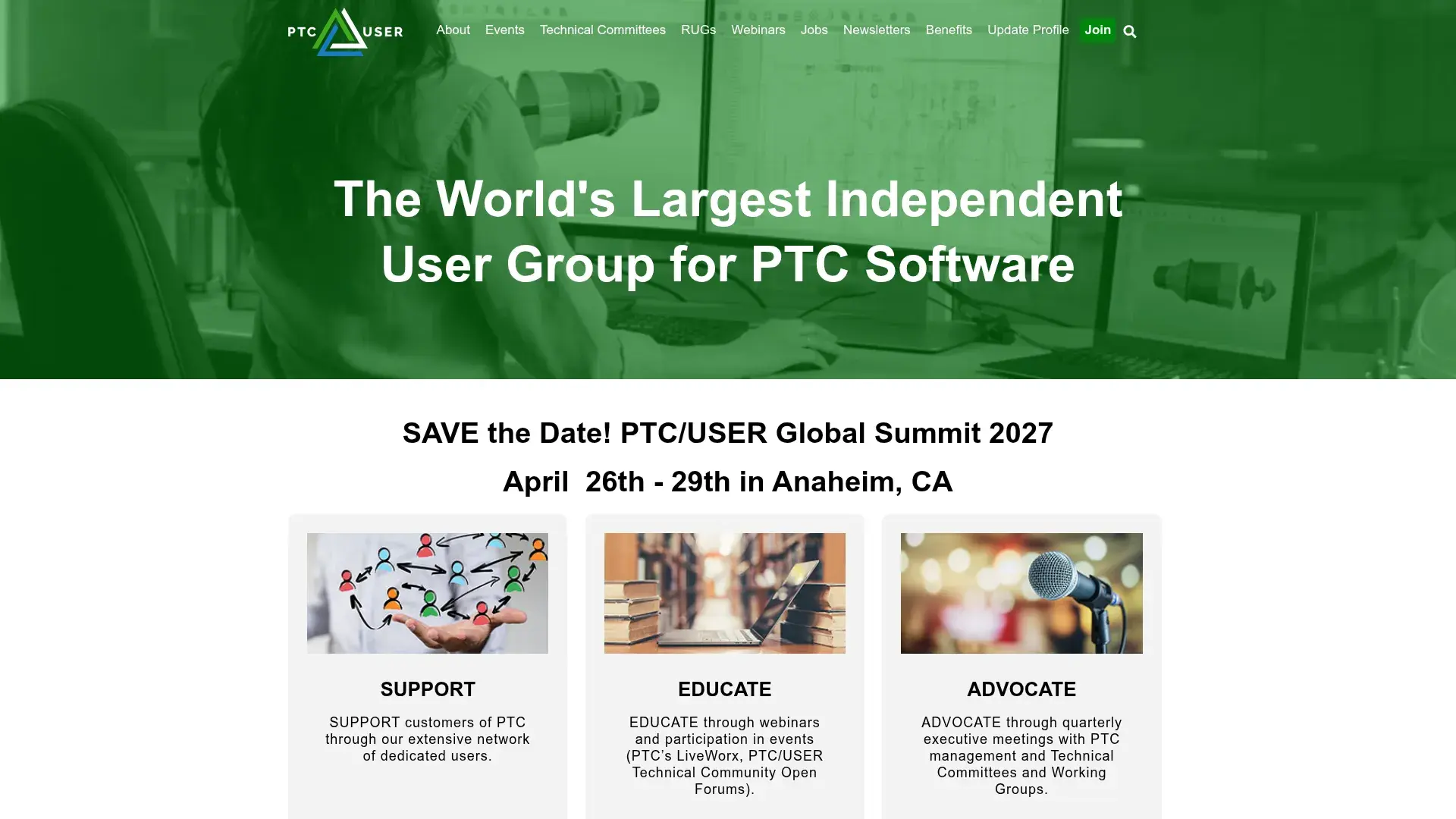 The PTC User Global Summit website