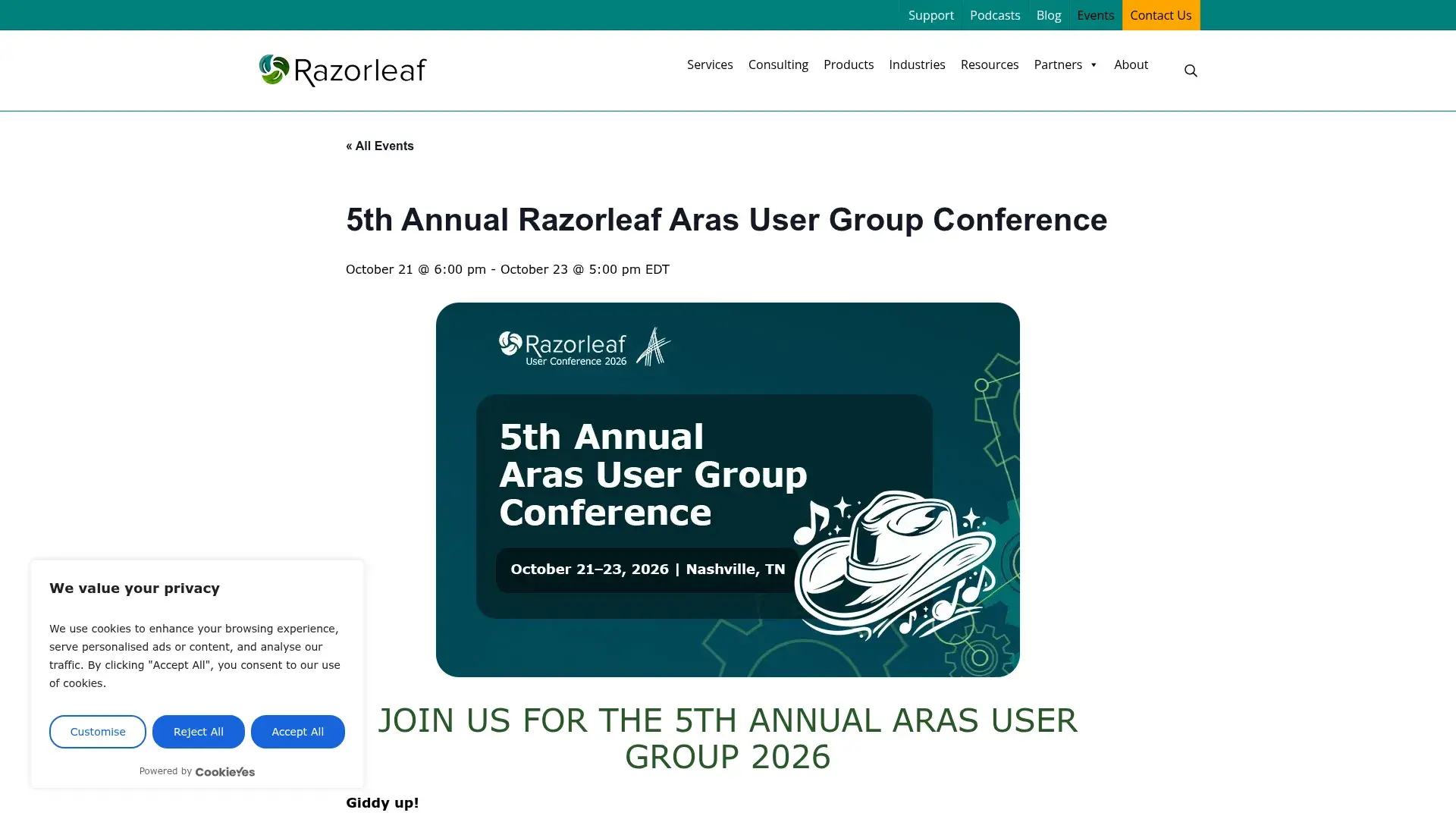 The 5th Annual Razorleaf Aras User Group Conference website
