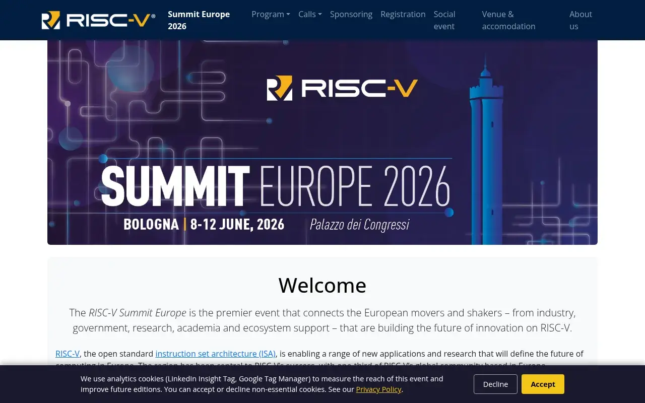 The RISC-V Summit Europe 2026 website