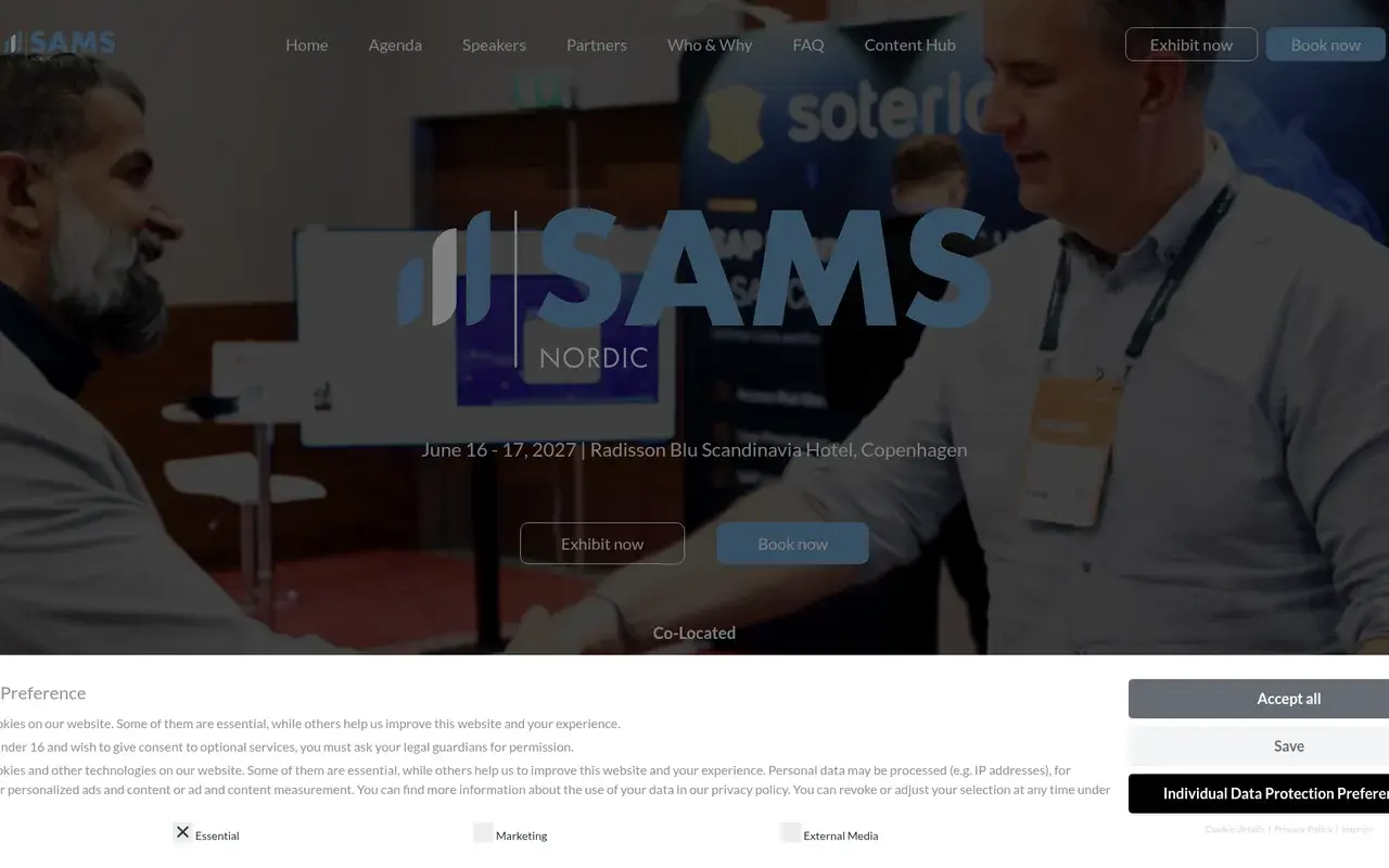 The SAMS Nordic 2027 website