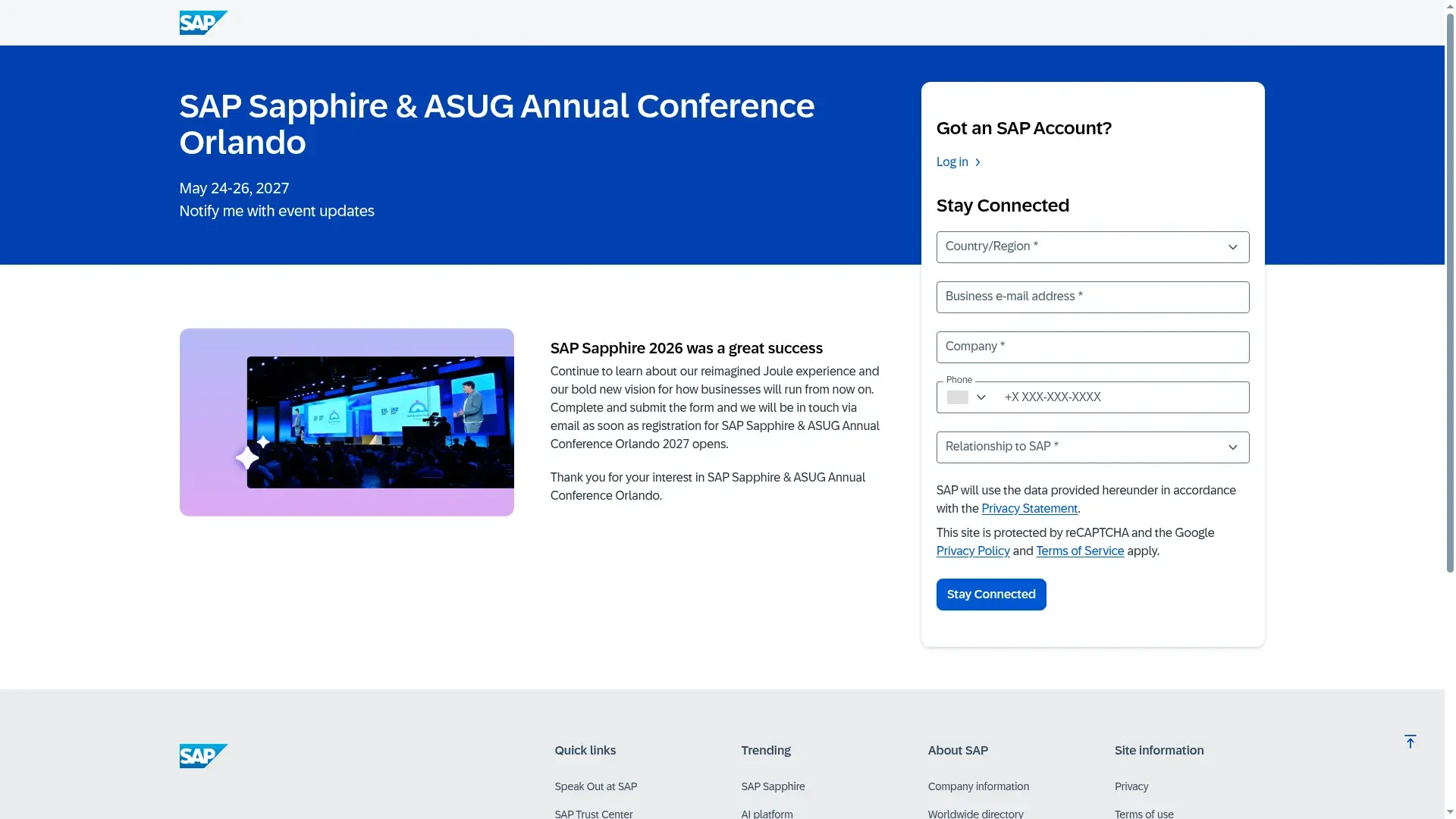 The SAP Sapphire website