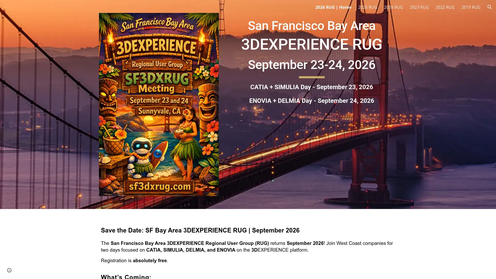 The SF Bay Area 3DEXPERIENCE RUG 2026 website