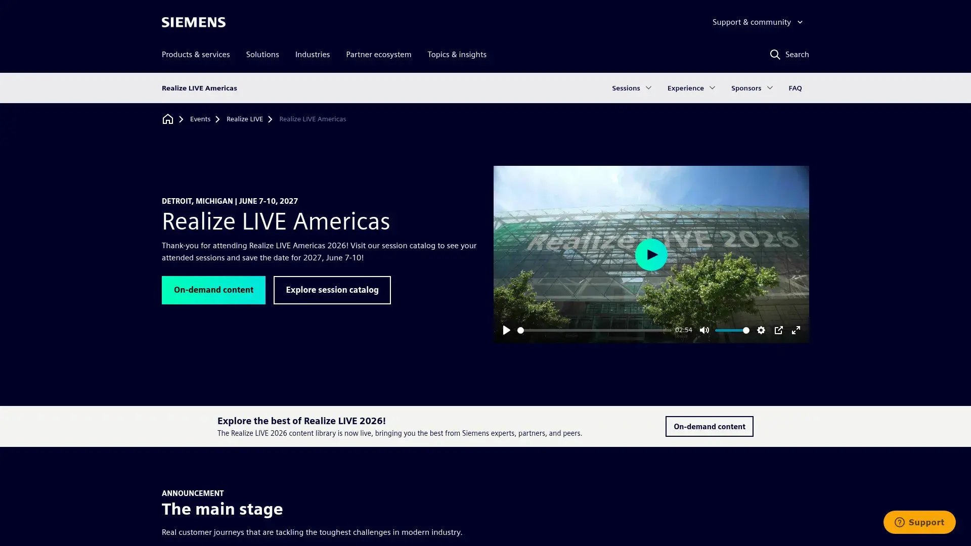 The Siemens Realize LIVE Americas website