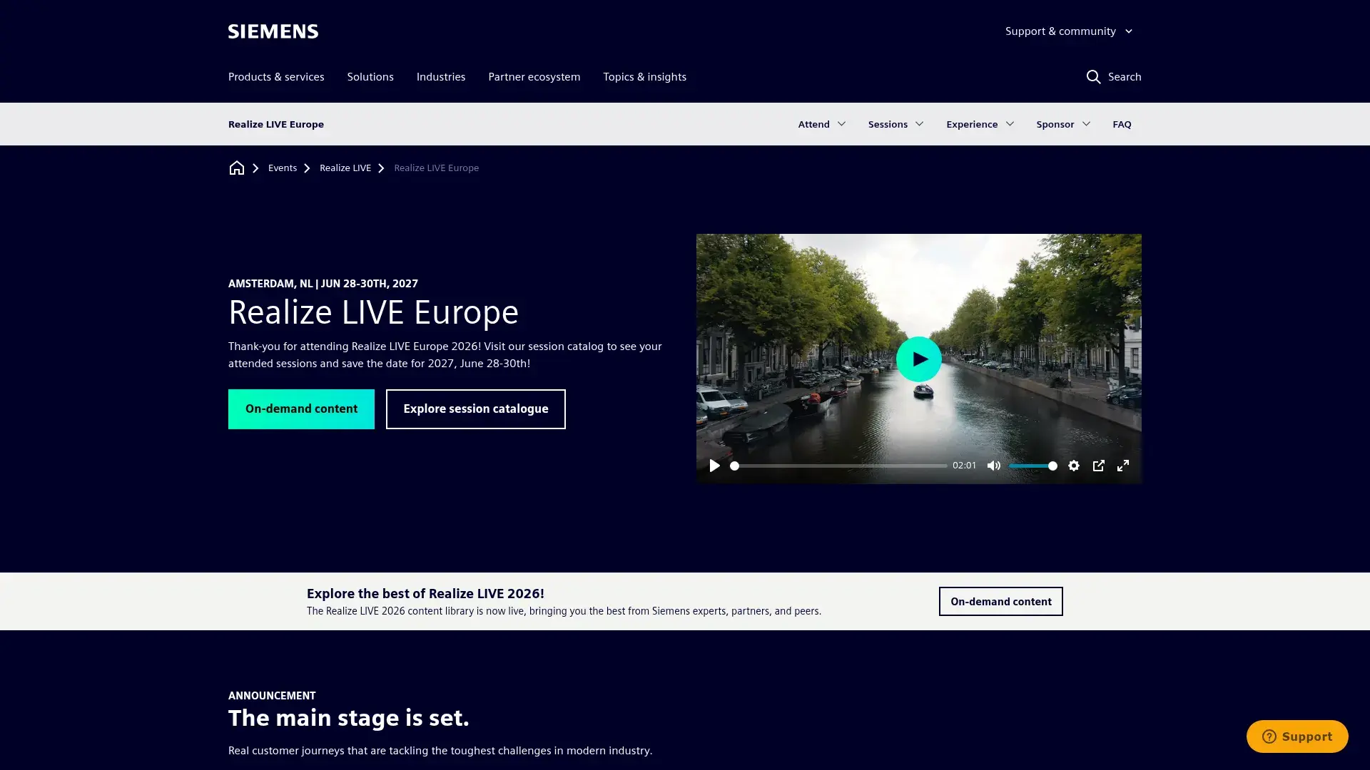 The Siemens Realize LIVE Europe website
