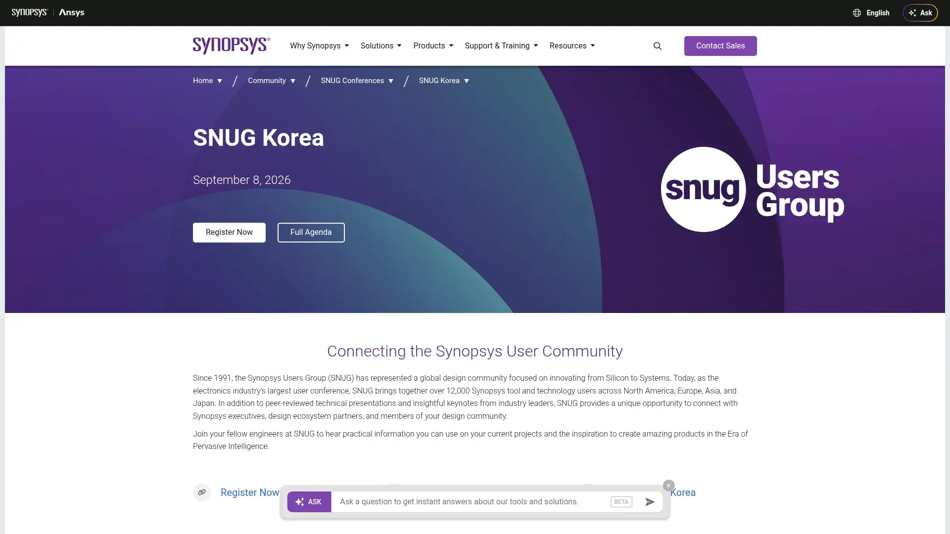 The SNUG Korea website