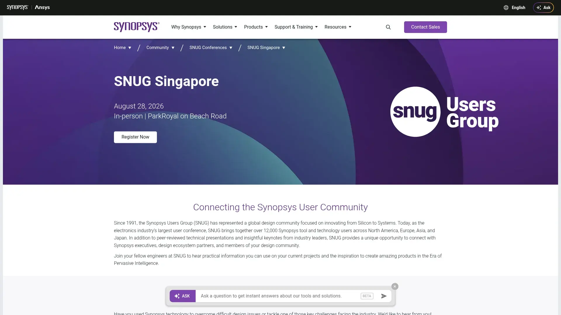 The SNUG Singapore website