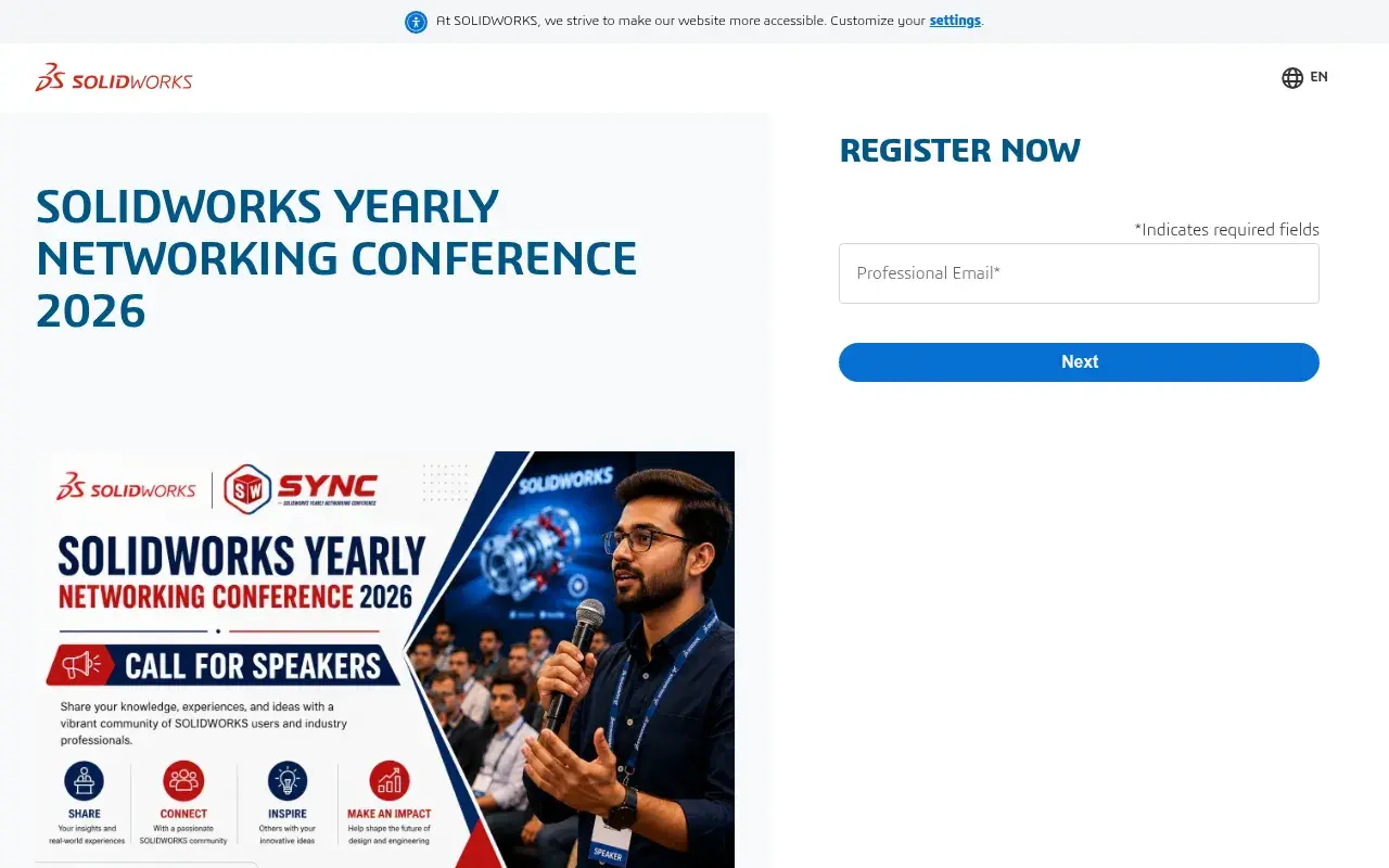 The SOLIDWORKS SYNC 2026 website