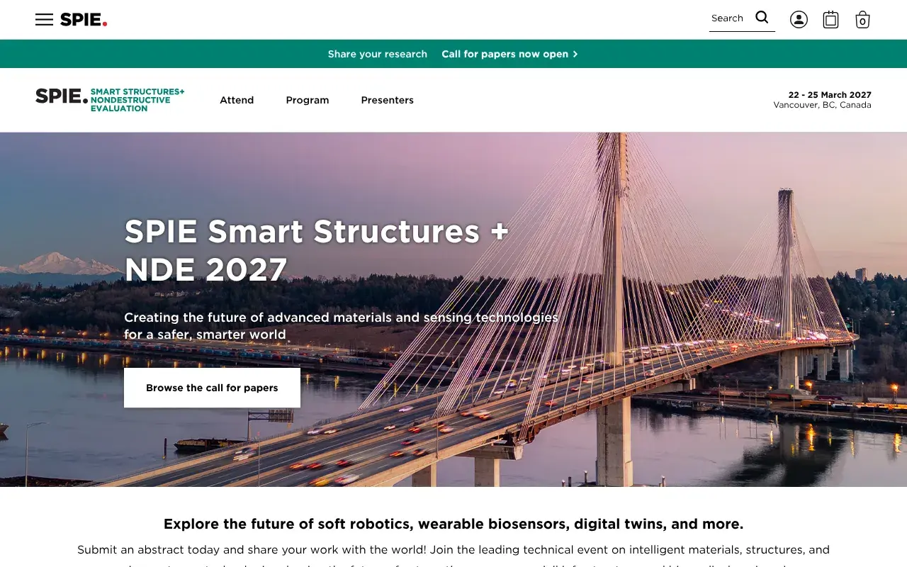 The SPIE Smart Structures + Nondestructive Evaluation 2027 website