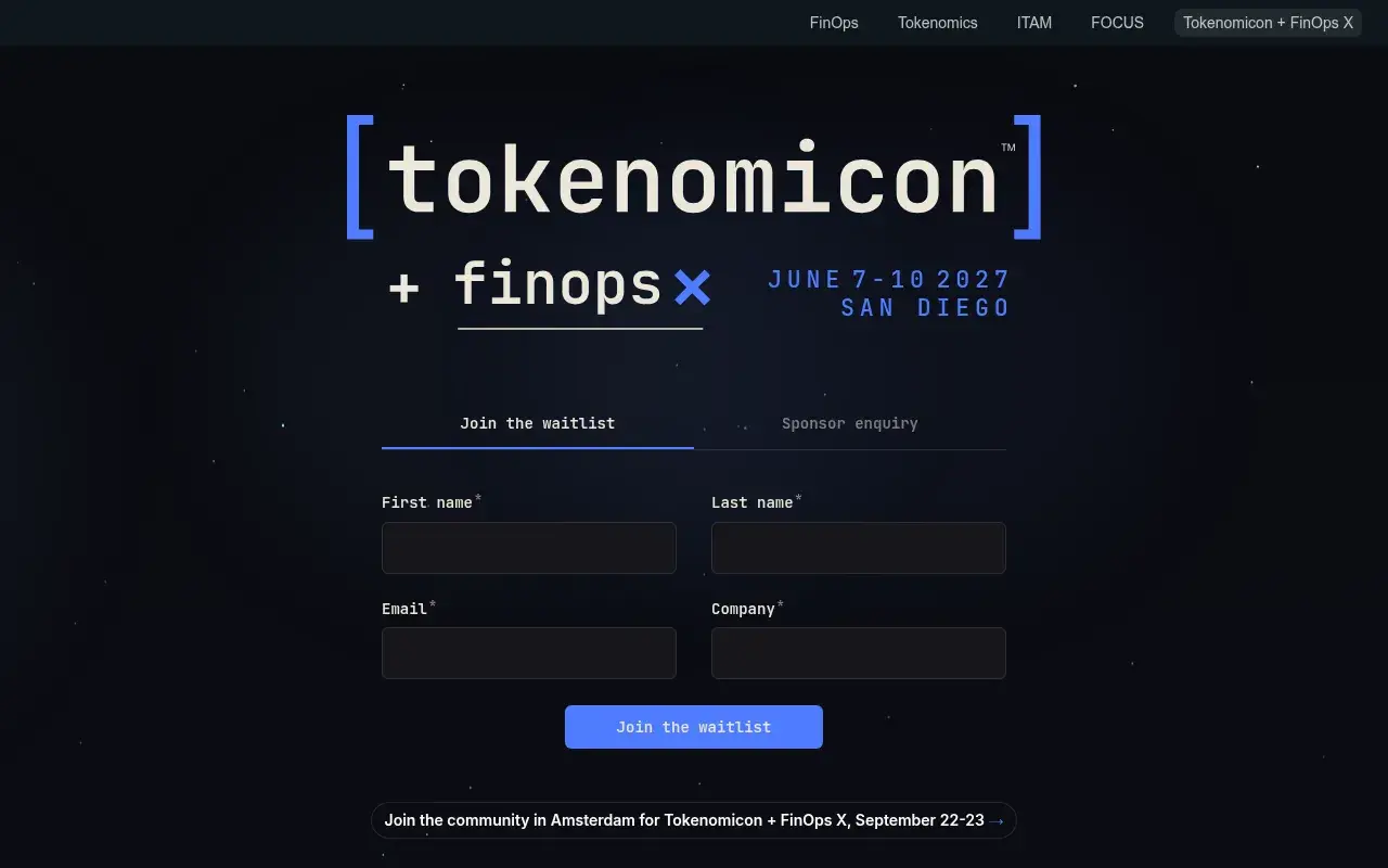 The Tokenomicon + FinOps X San Diego 2027 website
