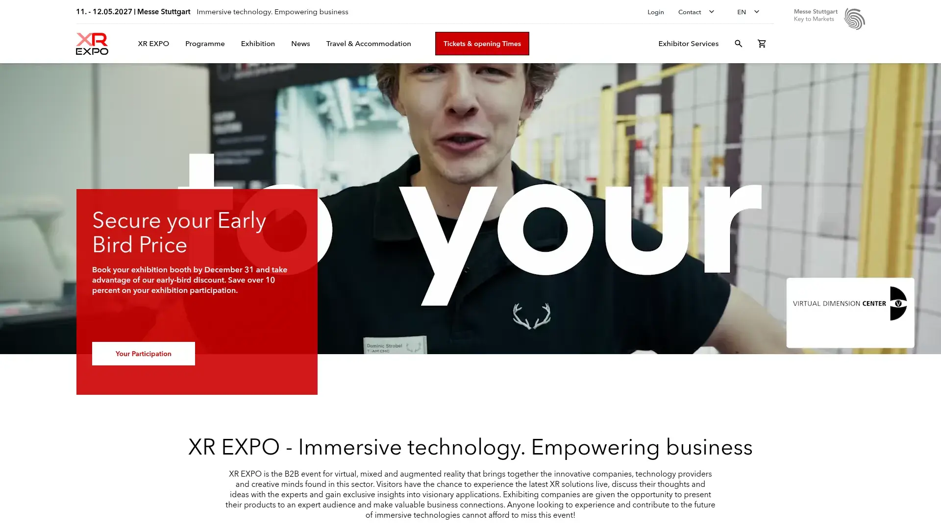 The XR Expo 2027 website